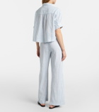 Velvet Evony striped cotton and linen wide-leg pants
