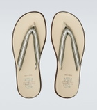 Brunello Cucinelli Leather-trimmed thong sandals