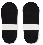 N/A - Striped Cotton-Blend No-Show Socks - Black