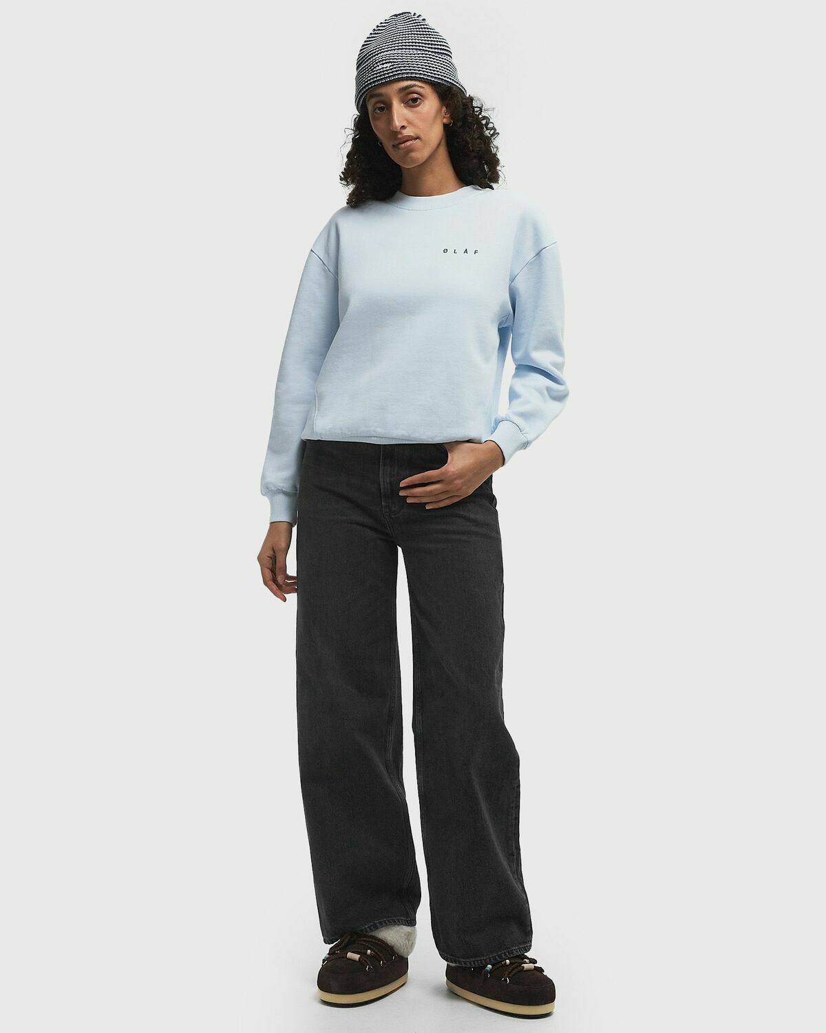 ØLÅF NOSTALGIA FACE CREWNECK Blue Womens Sweatshirt