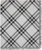 Burberry Black & White Wide Check Wool Silk Scarf