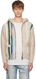 Andersson Bell Beige Reverse Stripe Knit Hoodie