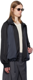 JiyongKim Navy & Black Draped Double Hem Jacket