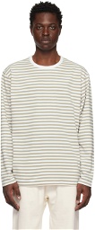 Nanamica Taupe & White Striped Long Sleeve T-Shirt
