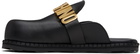 Moschino Black Lettering Logo Slip-on Loafers