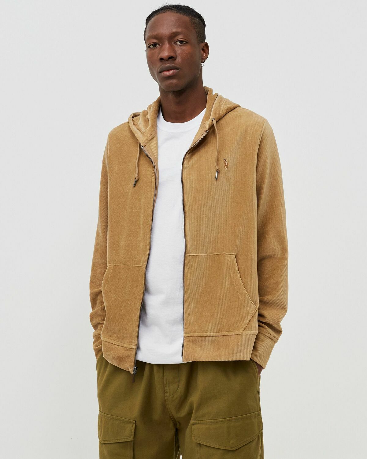 Polo Ralph Lauren Lsfzhoodm1 Long Sleeve Full Zip Brown Zippers