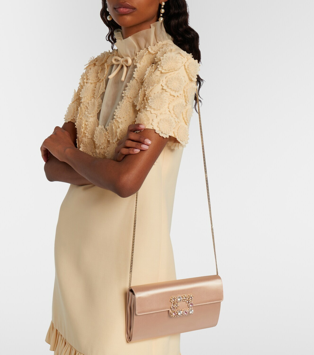 Roger Vivier Efflorescence embellished satin clutch