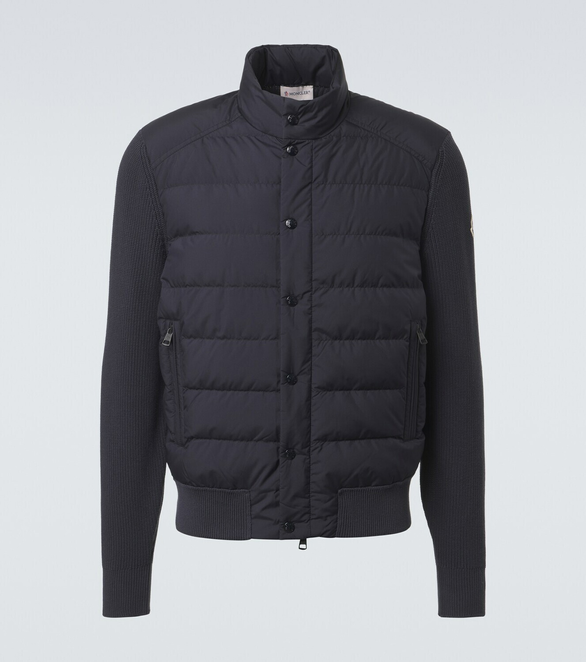 Moncler Down-paneled cotton-blend cardigan