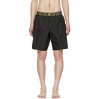 Versace Underwear Black Greek Key Border Swim Shorts