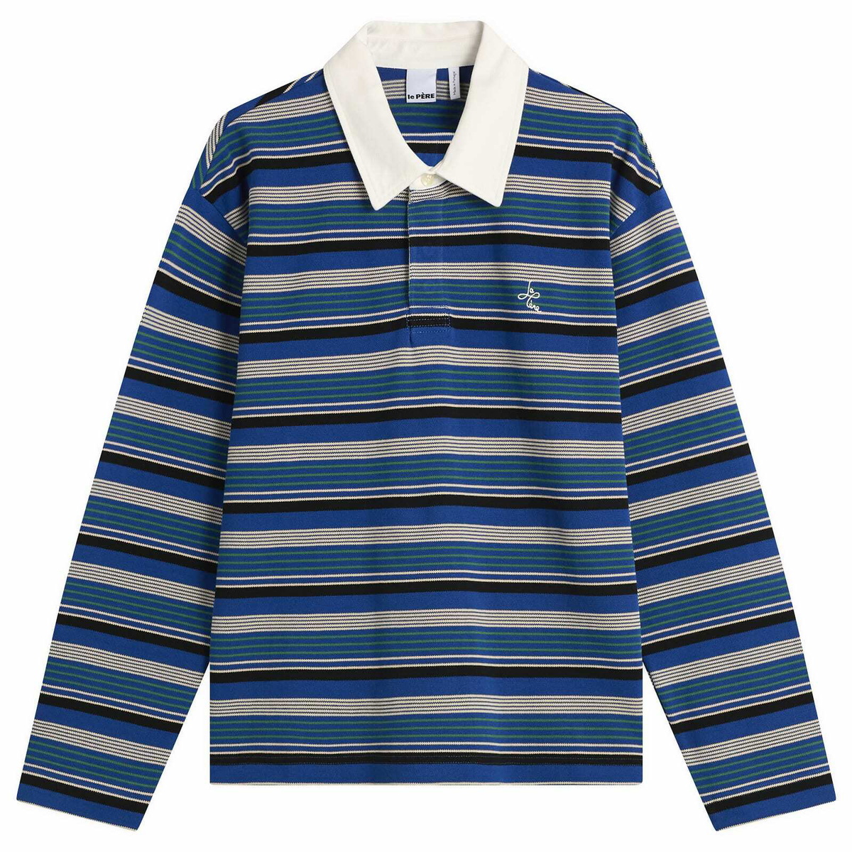Le Père Men's Long Sleeve Rugby Polo Shirt in Jouvet Stripe