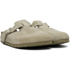 Birkenstock Khaki Narrow Boston Suede Leather Loafers