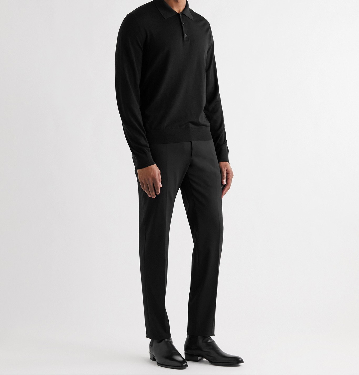 THE ROW Diego Wool Polo Shirt Black The Row