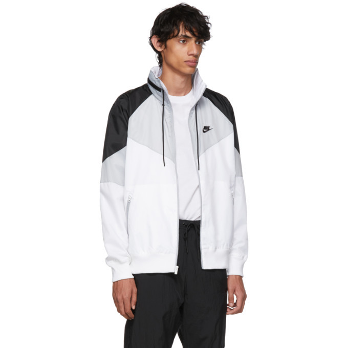 Nike Grey and White Sportswear Windrunner Jacket Nike