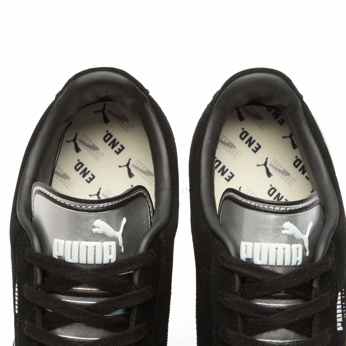 END. x Puma Suede Sneaker in Puma Black/Warm White