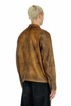 Diesel Biker jacket in treated leather - Leather jackets Mens in Brown