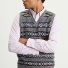Beams Plus Men's Fair Isle Knit Vest in Grey