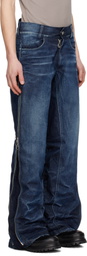 Charlie Constantinou Blue Adjustable Fit Zip Jeans