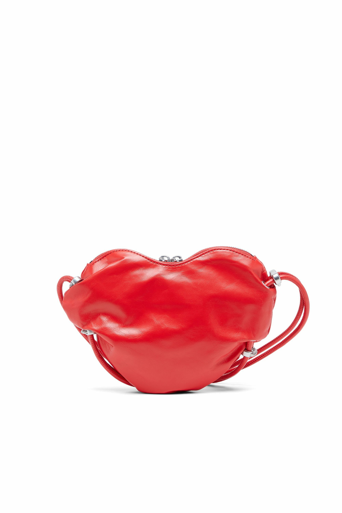 Diesel Scrunch-D-Heart shoulder bag in scrunched leather - Shoulder Bags Womens in Red