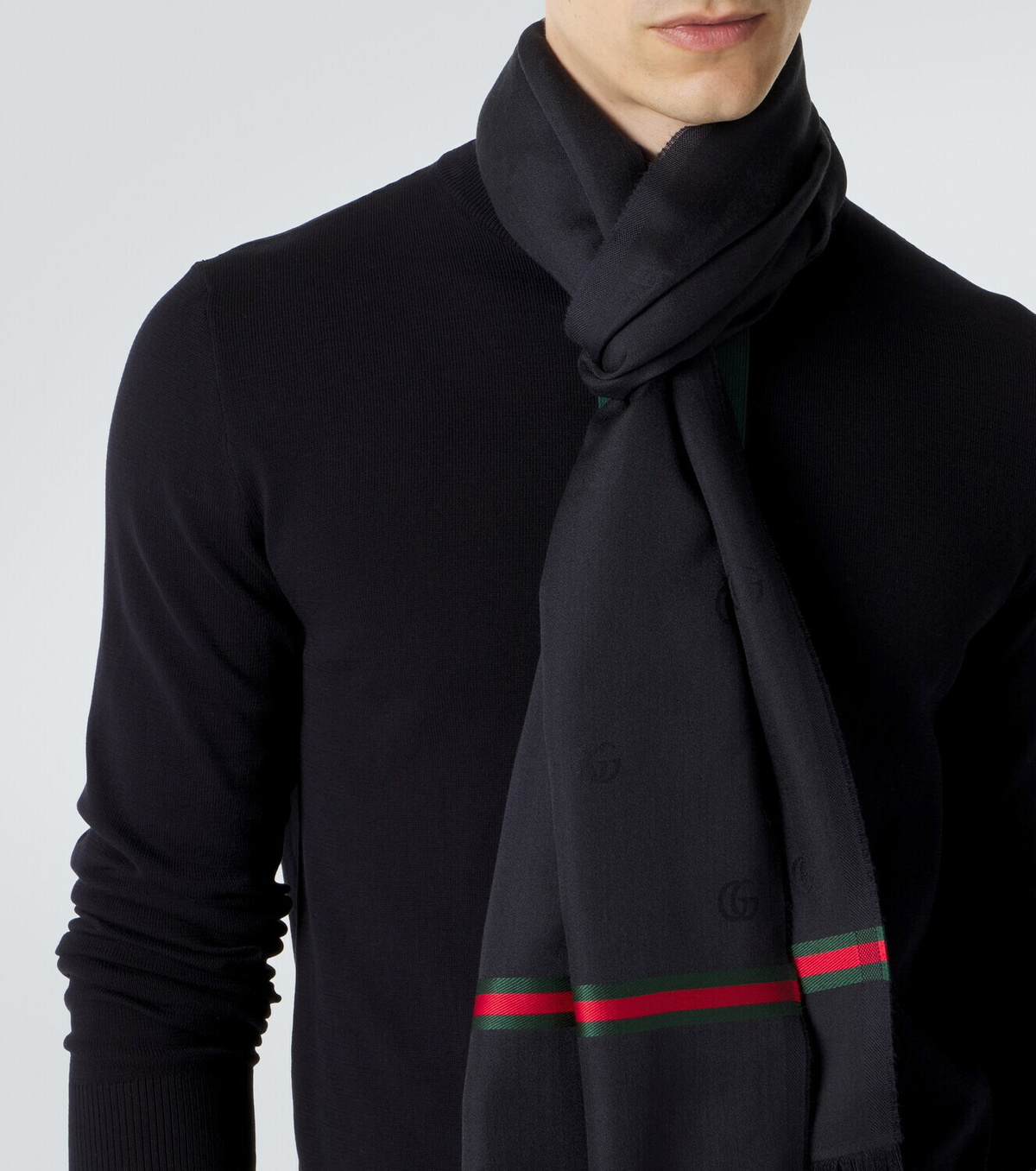 Gucci Web Stripe wool and silk scarf