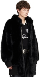 VAQUERA Black Faux-Fur Bomber Coat