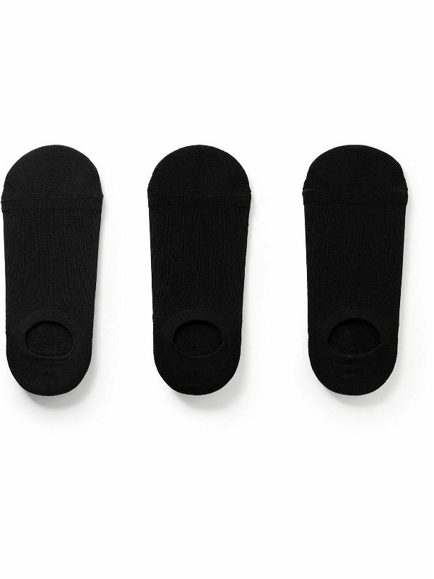 Photo: Anonymous Ism - Three-Pack No-Show Cotton-Blend Socks - Black