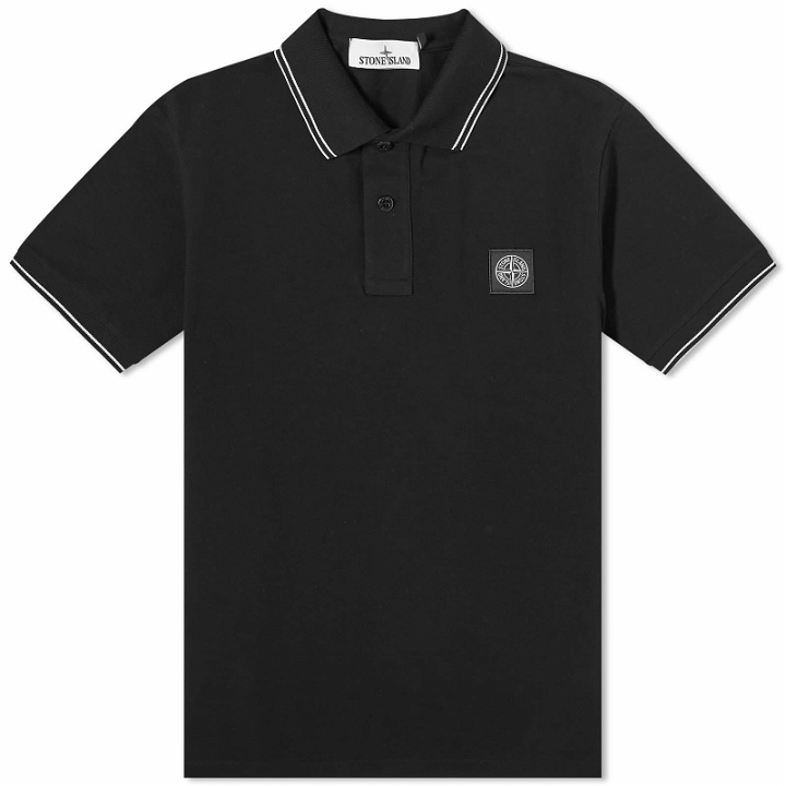 Photo: Stone Island Men's Patch Polo Shirt in Black
