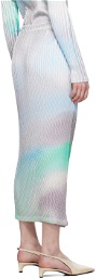 ISSEY MIYAKE Blue Suffused Pleats Maxi Skirt