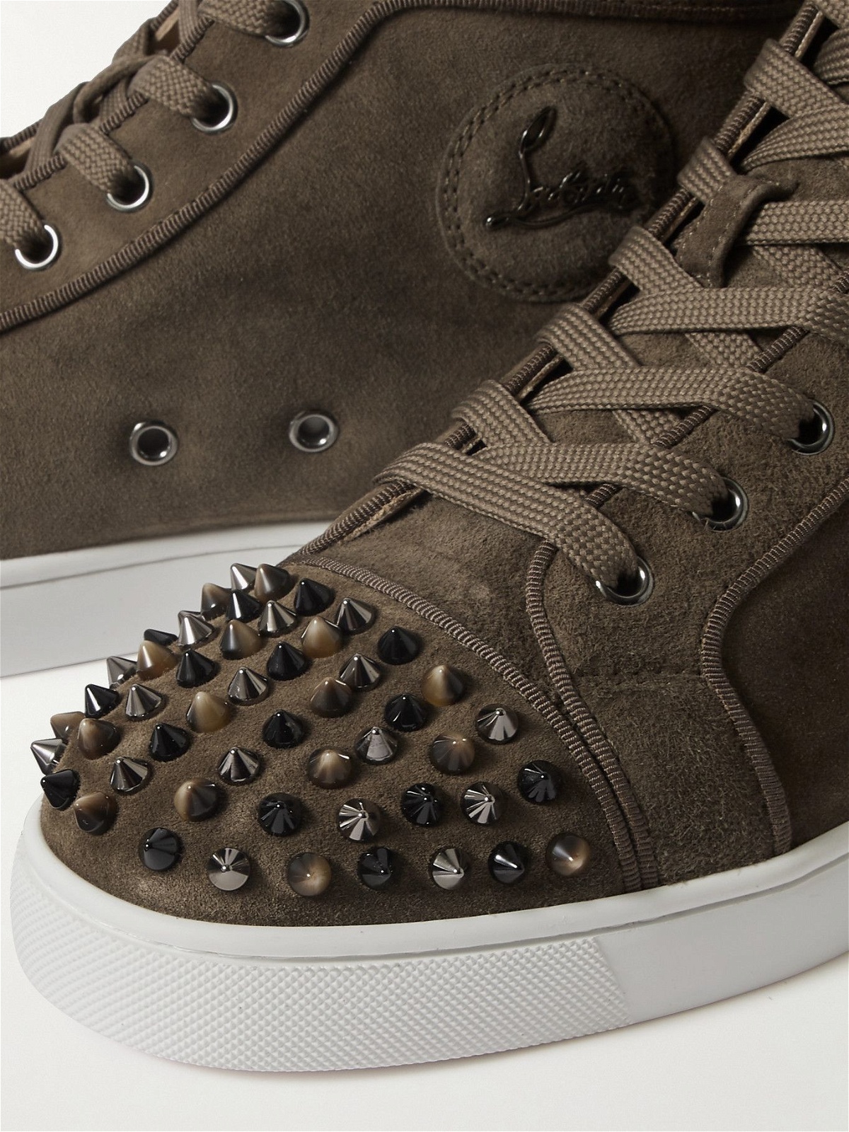 Christian Louboutin Men's Lou Spikes Suede High-Top Sneakers