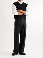 The Row - Marcello Wide-Leg Pleated Wool-Gabardine Trousers - Black