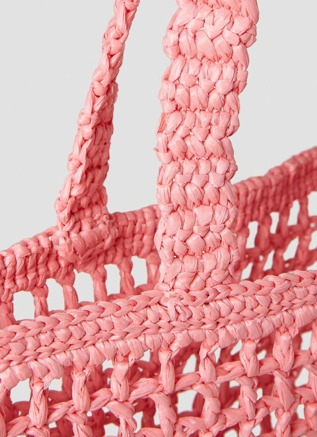 Prada Pink logoed crochet tote bag