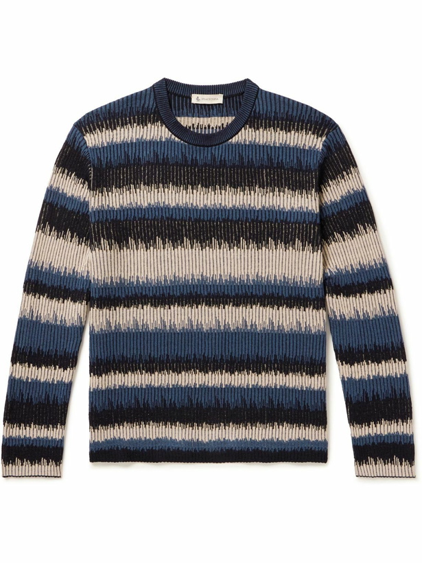 Photo: Piacenza Cashmere - Striped Linen and Cotton-Blend Sweater - Blue