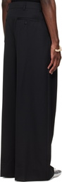 Simone Rocha Black Wide Leg Belt Loop Tab Trousers