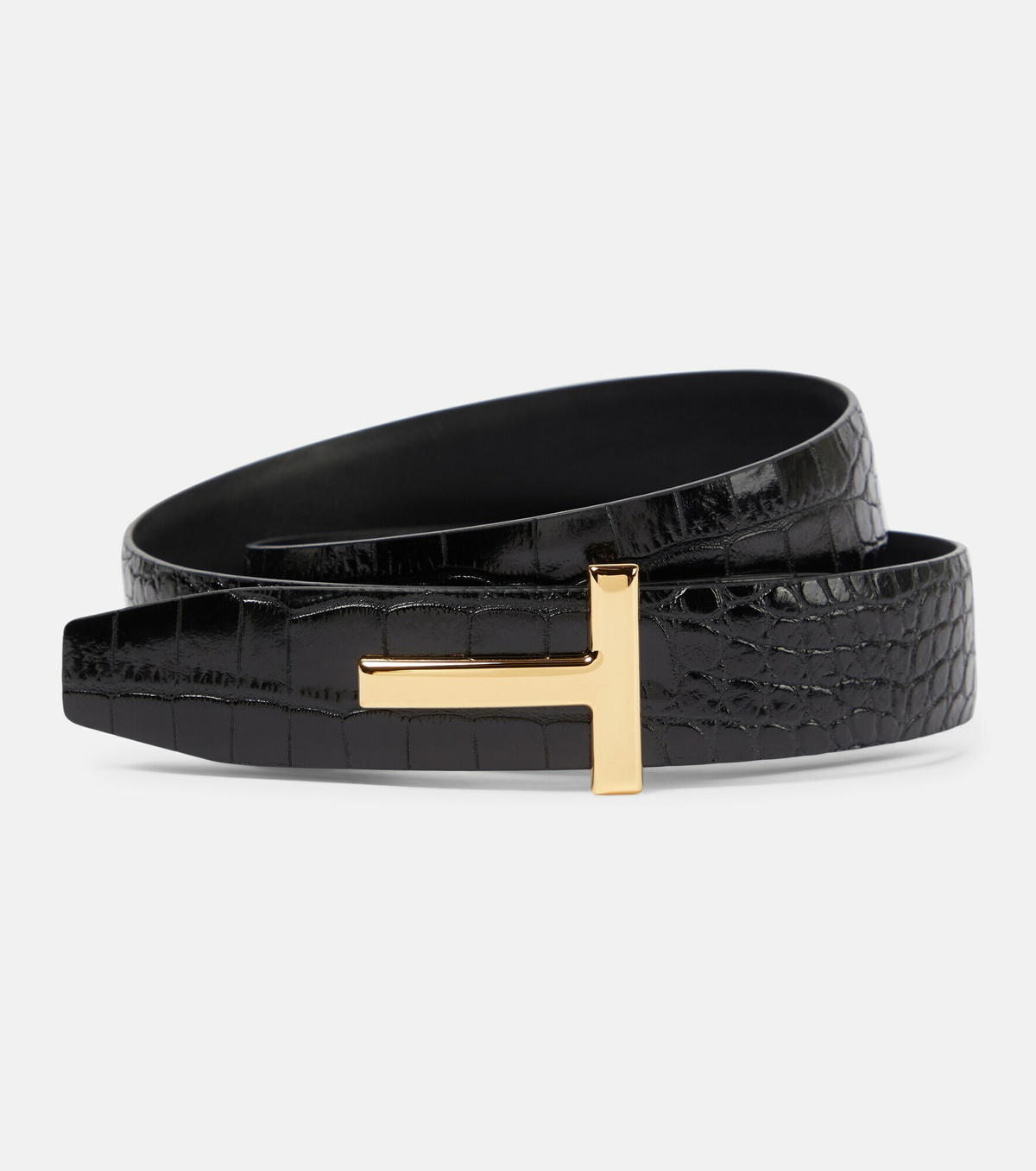 【Tom Ford】ロゴ croc-effect patentレザーベルト Tom Ford - Monogram croc-effect leather belt TOM FORD