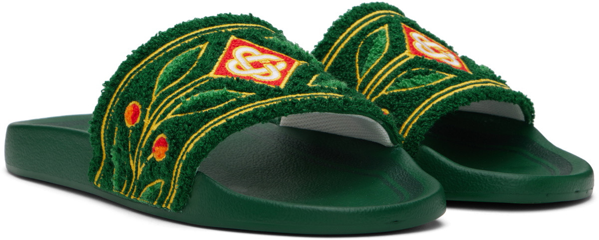 Casablanca Green Laurel Terry Slides