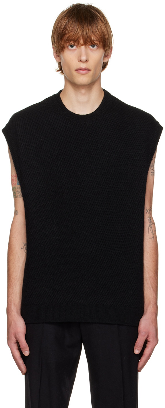 Solid Homme Black Minimal Vest