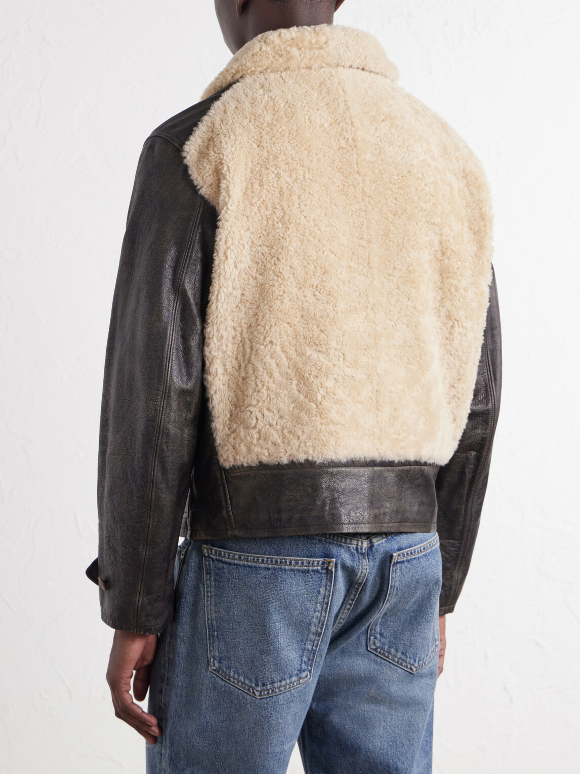 RRL - Geronimo Belted Shearling-Trimmed Leather Jacket - Brown
