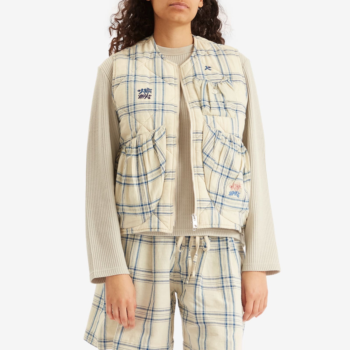 Story mfg. Women's Girolle Vest in French Gingham Interrupted