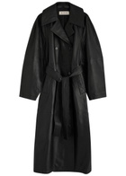 Rohe Belted Leather Trench Coat Black