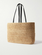 KENZO - Large Embroidered Leather-Trimmed Raffia Tote Bag