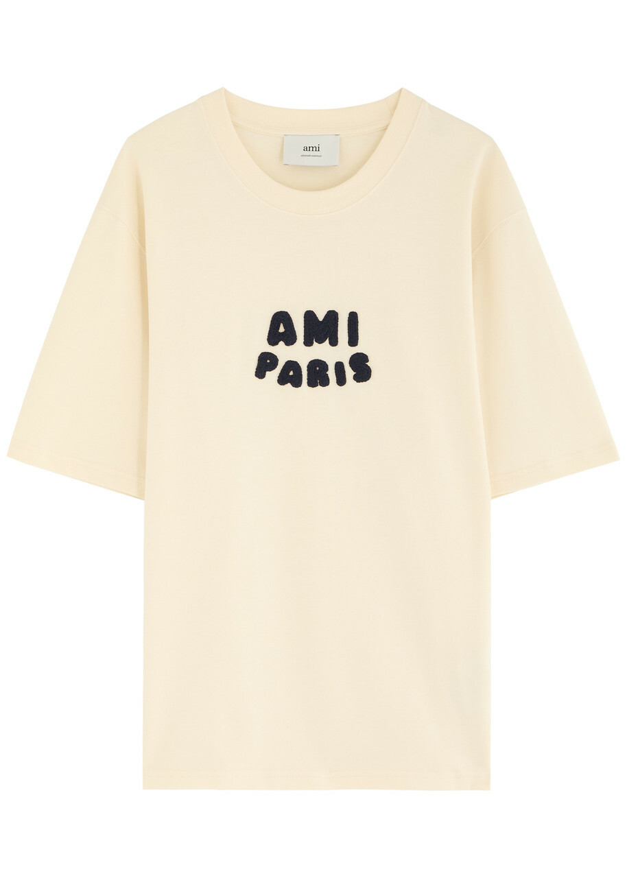 Ami Paris Logo-appliqué Cotton T-shirt Off White AMI