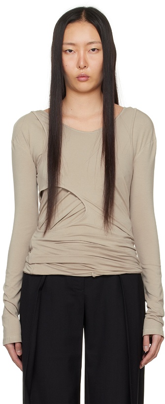 Photo: LOW CLASSIC Brown Layered Long Sleeve T-Shirt