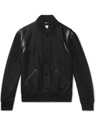 SAINT LAURENT - Teddy Leather-Trimmed Wool Bomber Jacket - Black