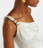 Roberto Cavalli Snake-print one-shoulder gown