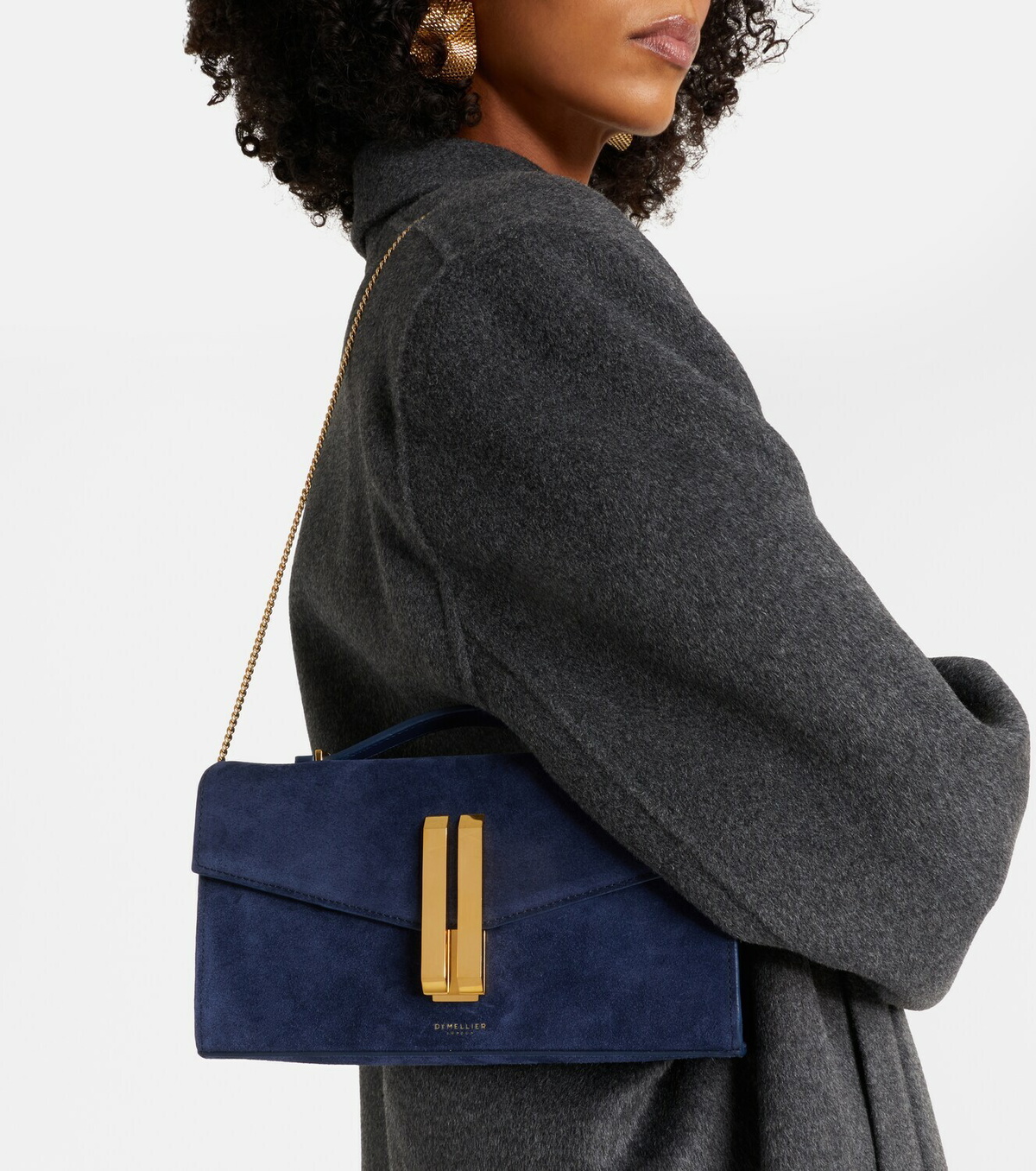 DeMellier Vancouver leather-trimmed suede clutch