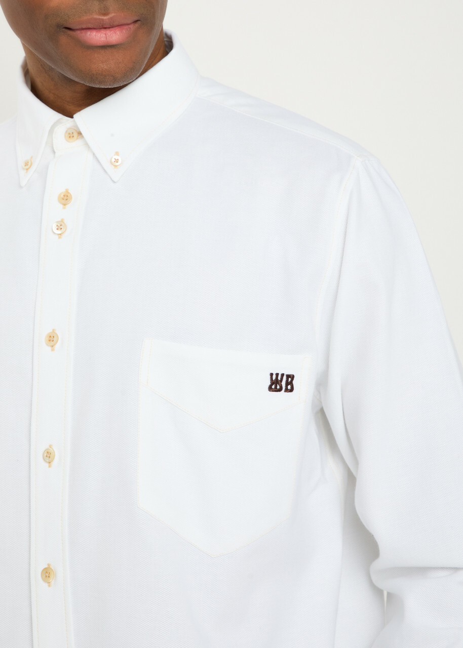 Wales Bonner Isaac Logo-embroidered Piqué Cotton Oxford Shirt White