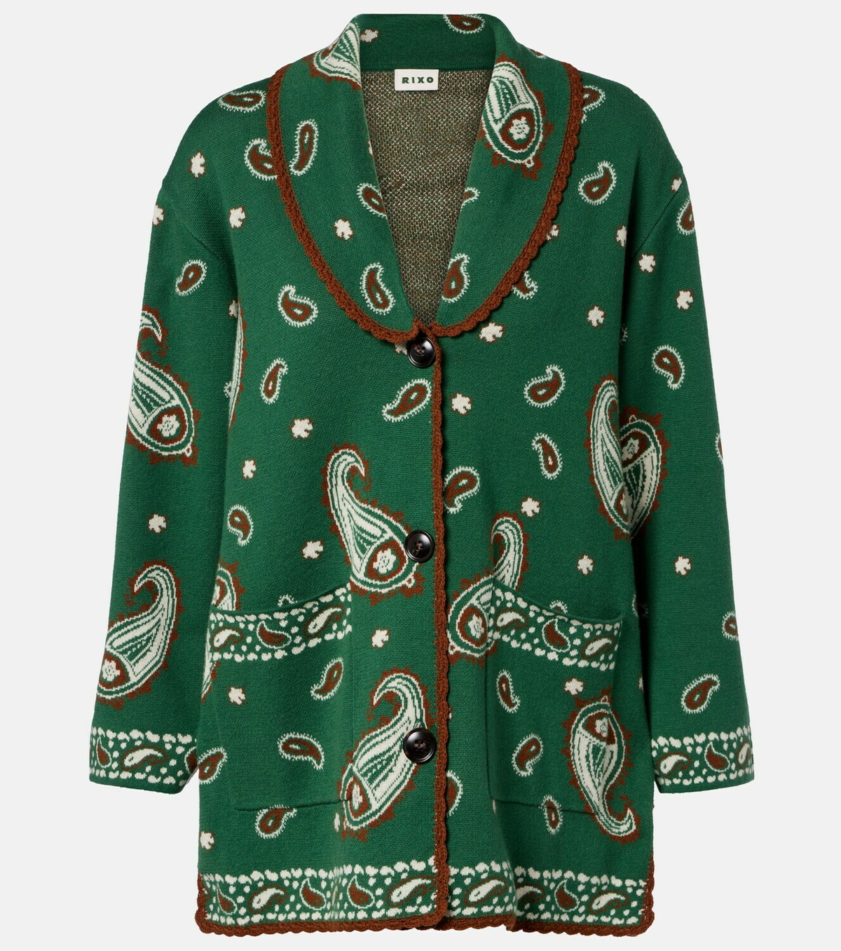 Rixo Morla paisley wool and cotton cardigan