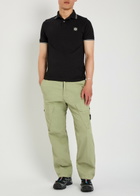 Stone Island Logo-appliquéd Piqué Cotton Polo Shirt Black