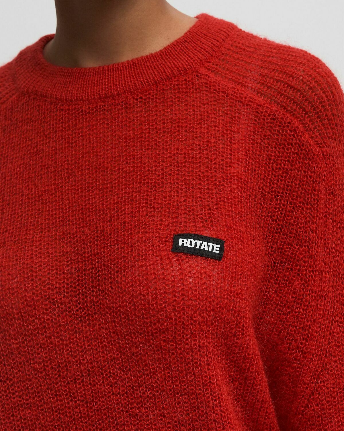 ROTATE Birger Christensen Light Knit Logo Sweater Red Womens Pullover