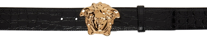 Photo: Versace Black Croc-Embossed Medusa Belt