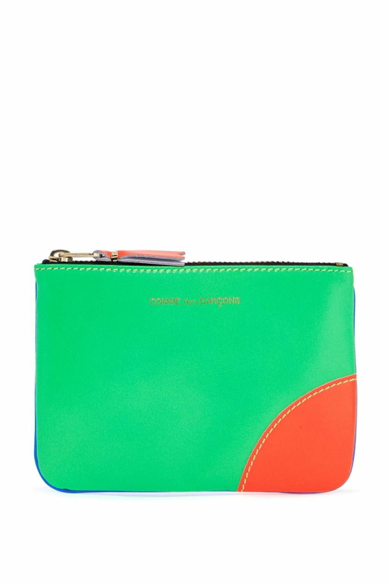 Photo: COMME DES GARCONS WALLET portafoglio in pelle blu e verde super fluo unisex con cuciture in contrasto Blue